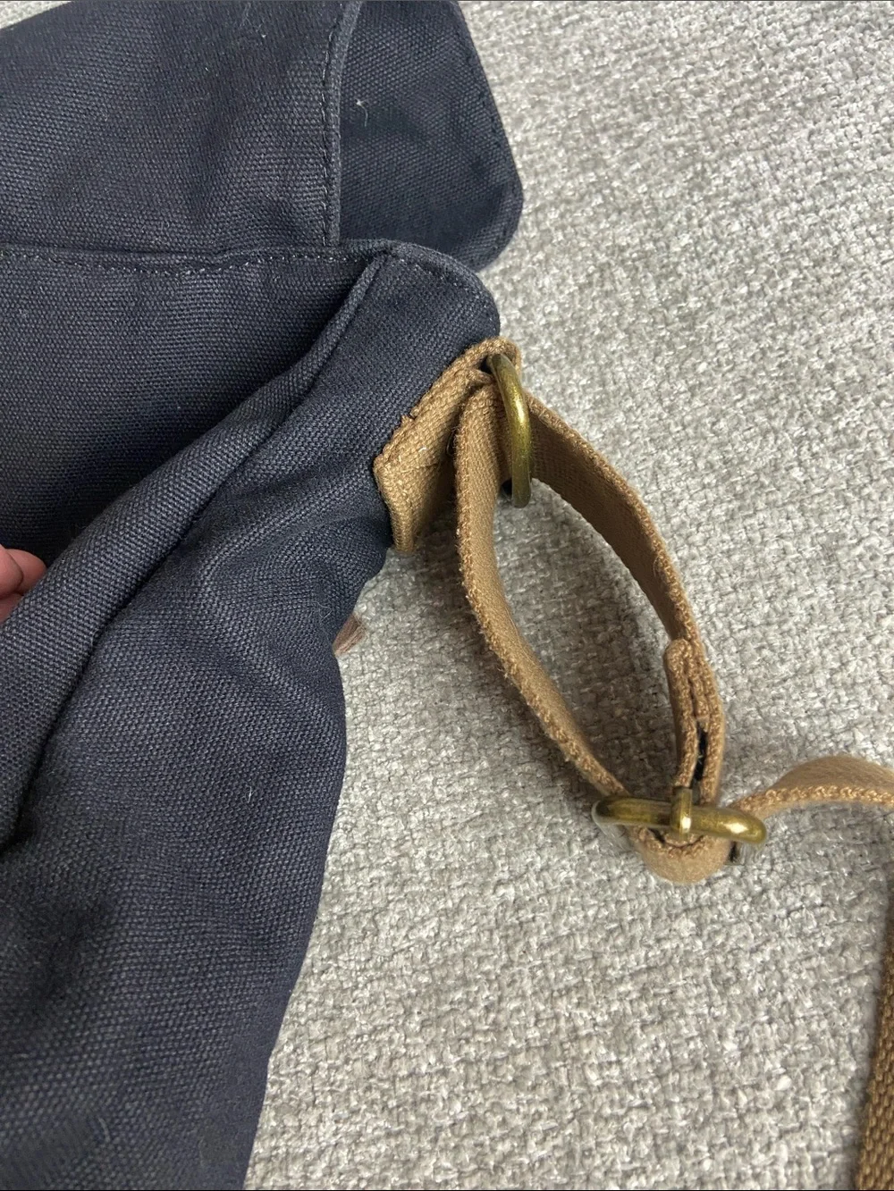 Gootium Black Canvas Messenger Bag with Tan Strap and Leather Accent